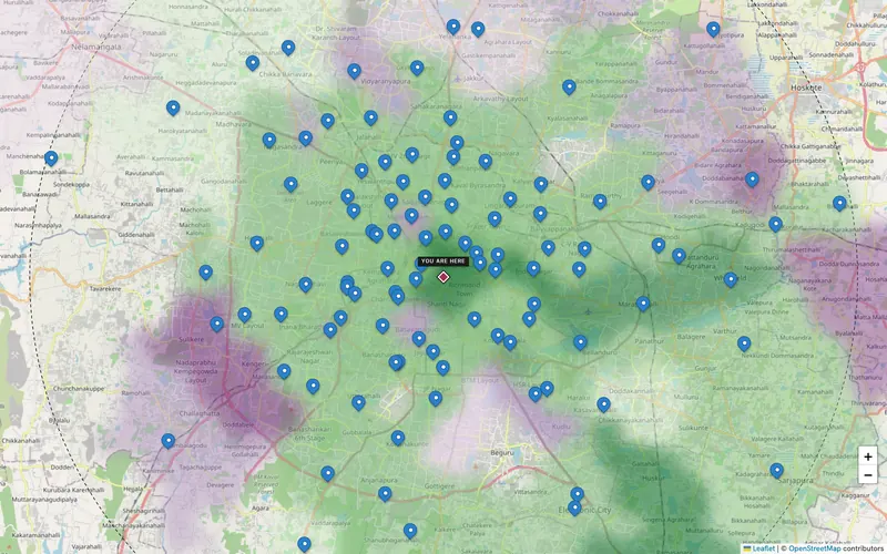 Heatmap: income density, Bengaluru