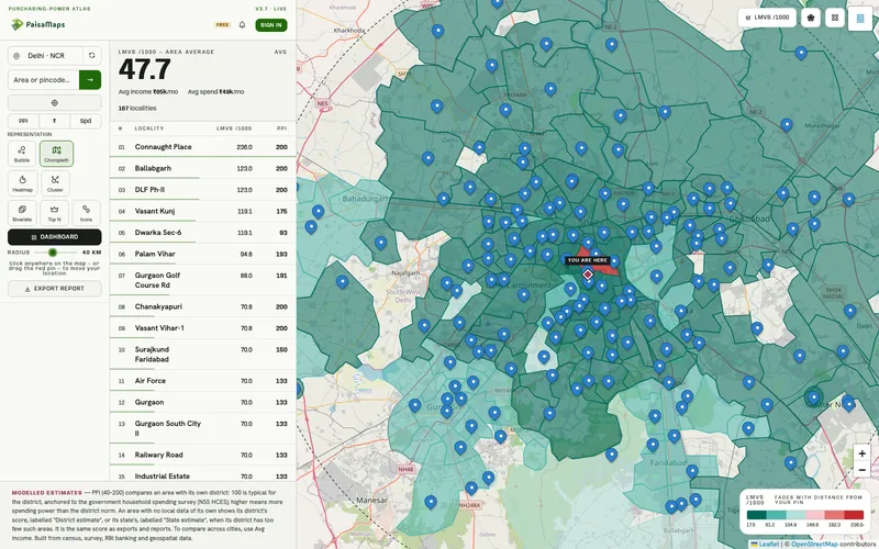 Cars per 1,000 people across Delhi NCR, by district